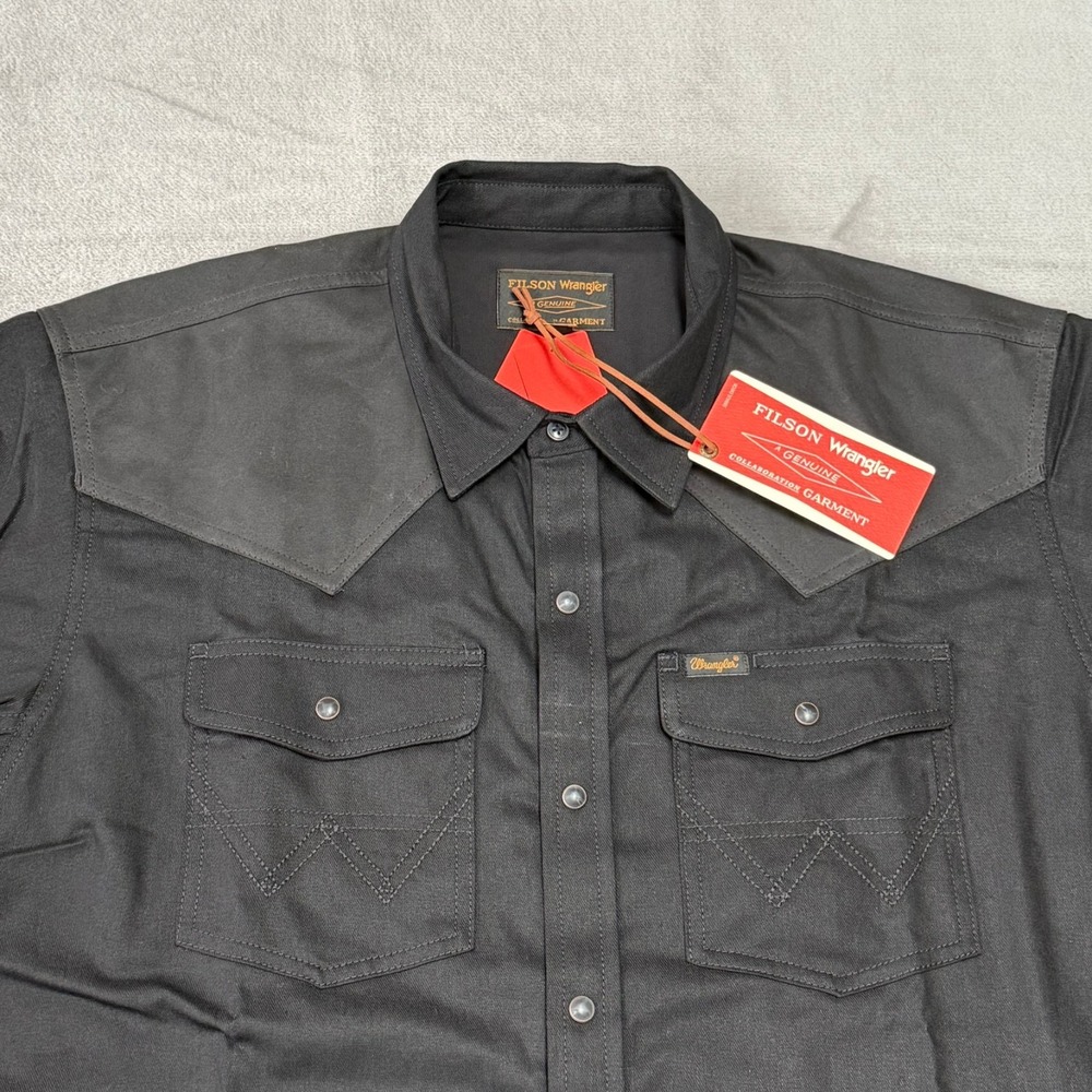 Filson x Wrangler Adventure Shirt Mens XL Black Pearl Snap Western New NWT - Picture 2 of 9